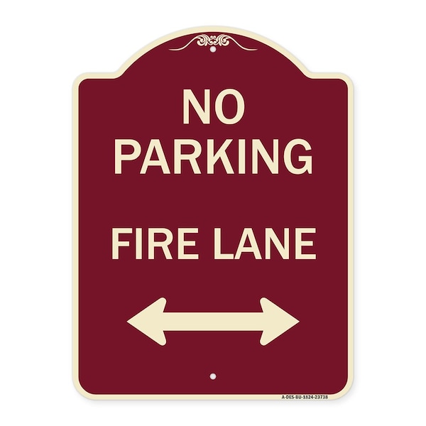 Signmission No Parking Fire Lane W/ Bidirectional Arrow Heavy-Gauge Aluminum Sign, 24" x 18", BU-1824-23738 A-DES-BU-1824-23738 - main